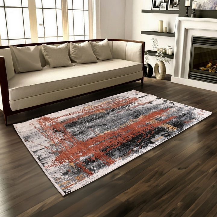 Rust Abstract Turkish Rug 7x10 ft