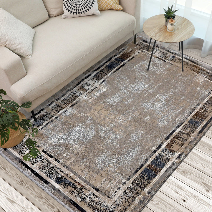 Beige Splash Turkish Rug 7x10 ft