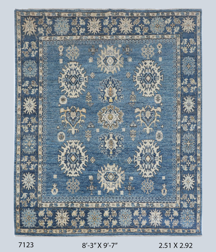 Navy Blue Handmade Oushak Rug 8.3x9.7 FT