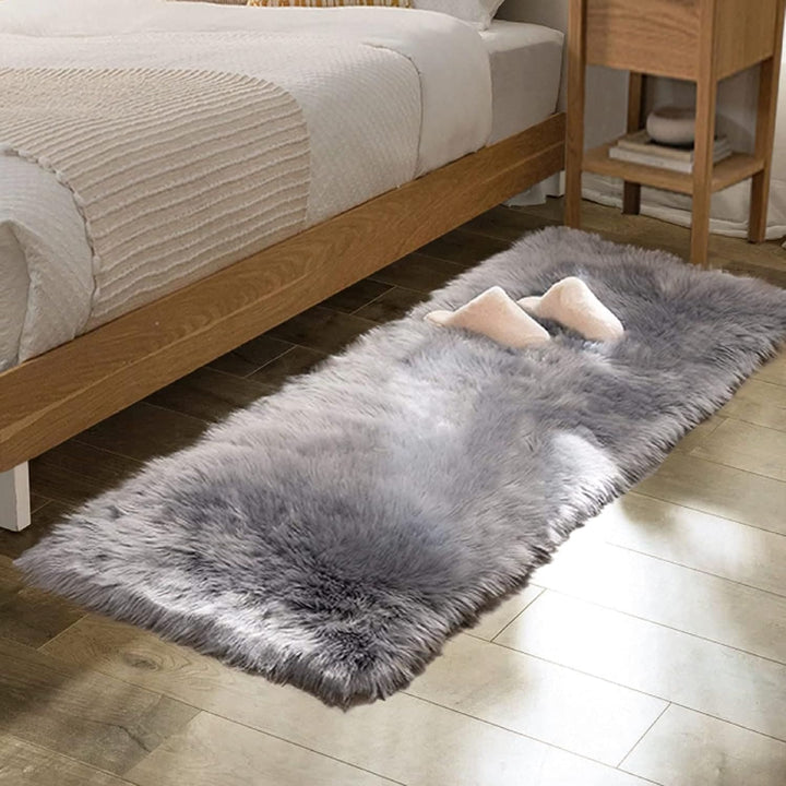 Silver Grey Fur Runner 2x6 ft