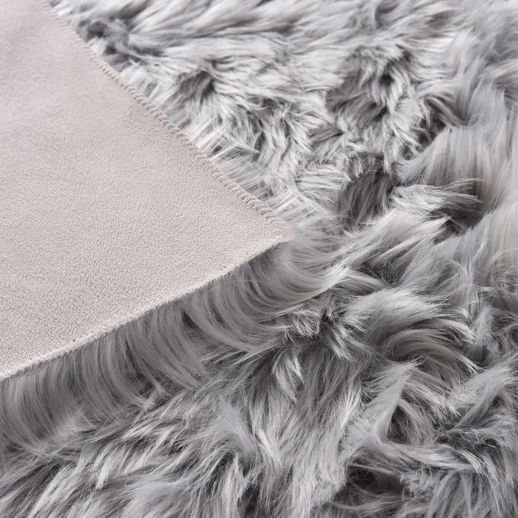 Silver Grey Fur Runner 2x6 ft