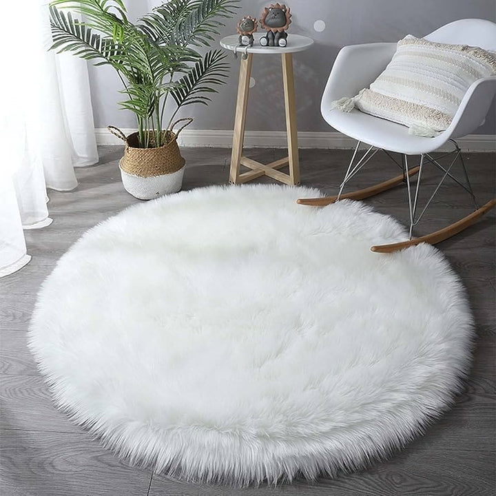 White Round Fur 80X80 CM