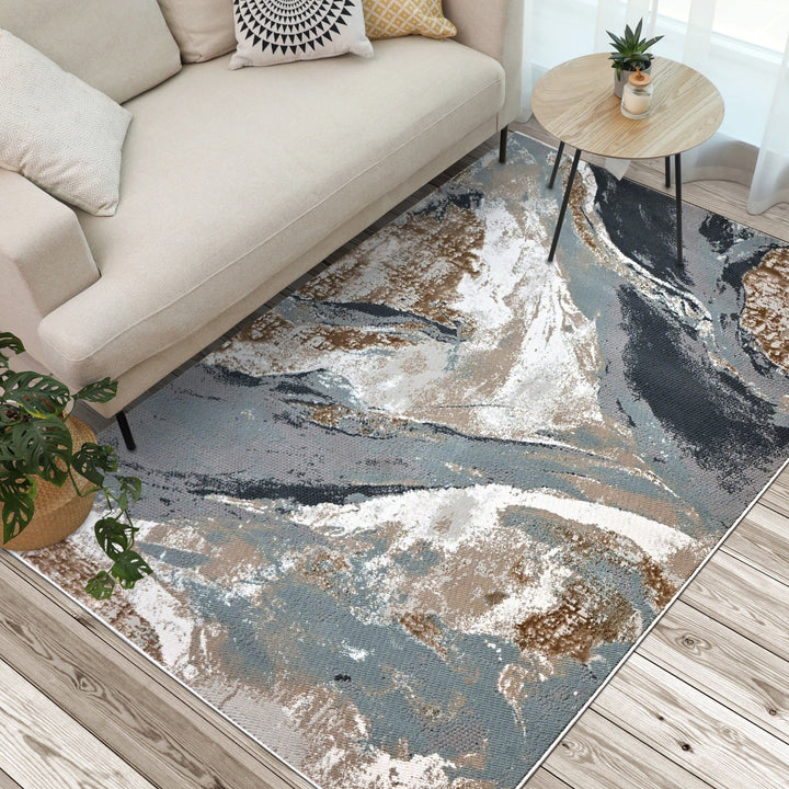 Grey Abstract Turkish Rug 4x6 ft