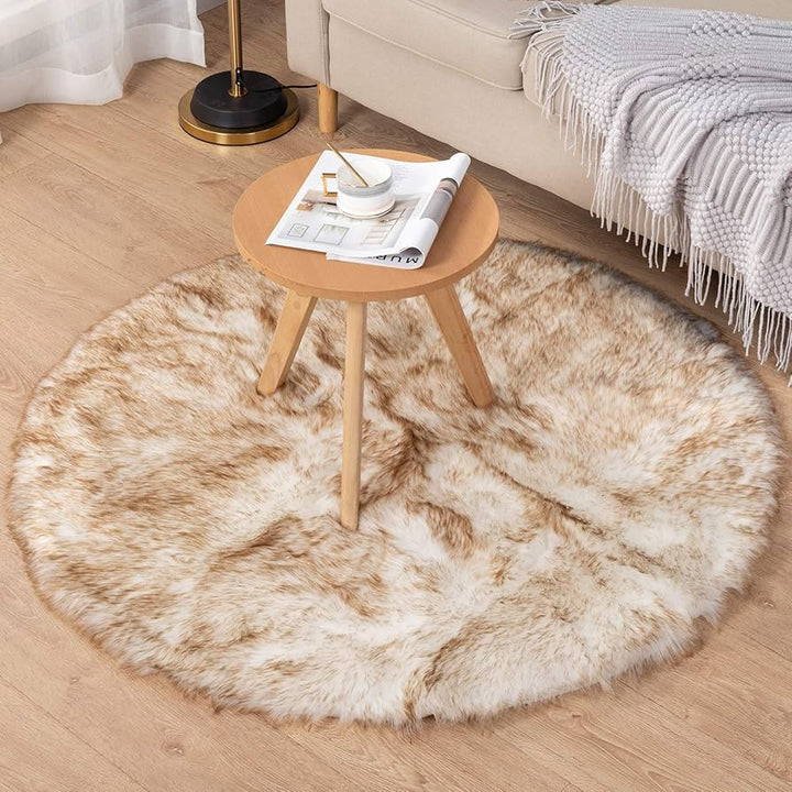 Brown & White Round Fur 4X4 FT
