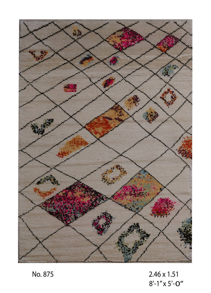 Off White Moroccan Handmade Rug 8.1x5.1 ft