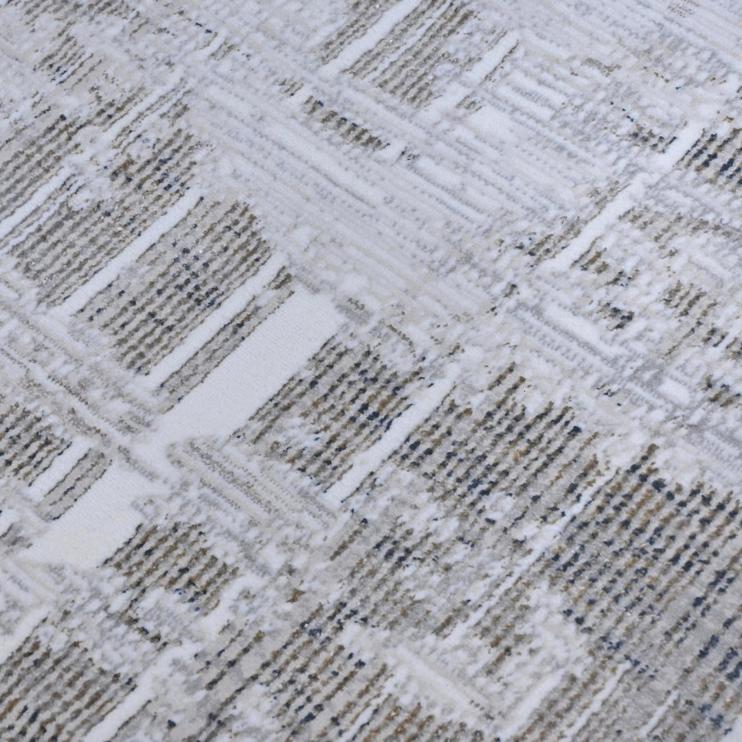 Silver & Grey Abstract Turkish Rug 7x10 ft