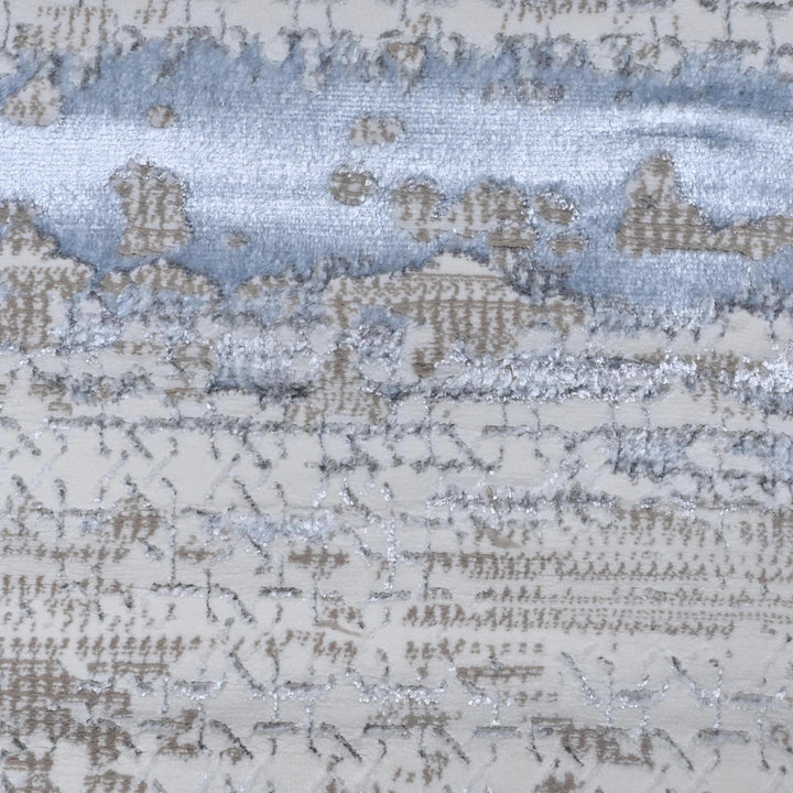 Blue & Grey Abstract Turkish Rug 7x10 ft