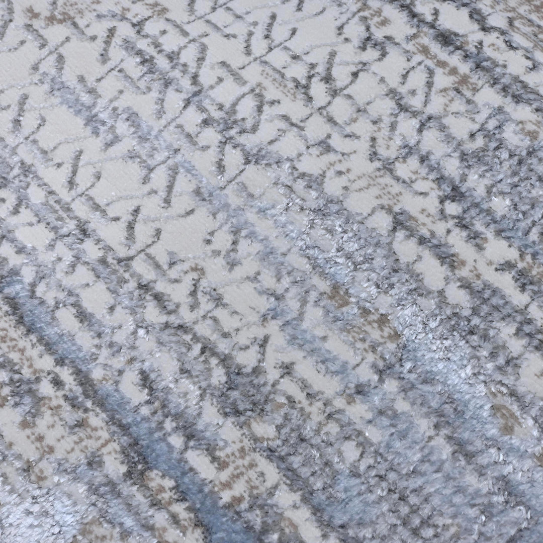 Blue & Grey Abstract Turkish Rug 7x10 ft