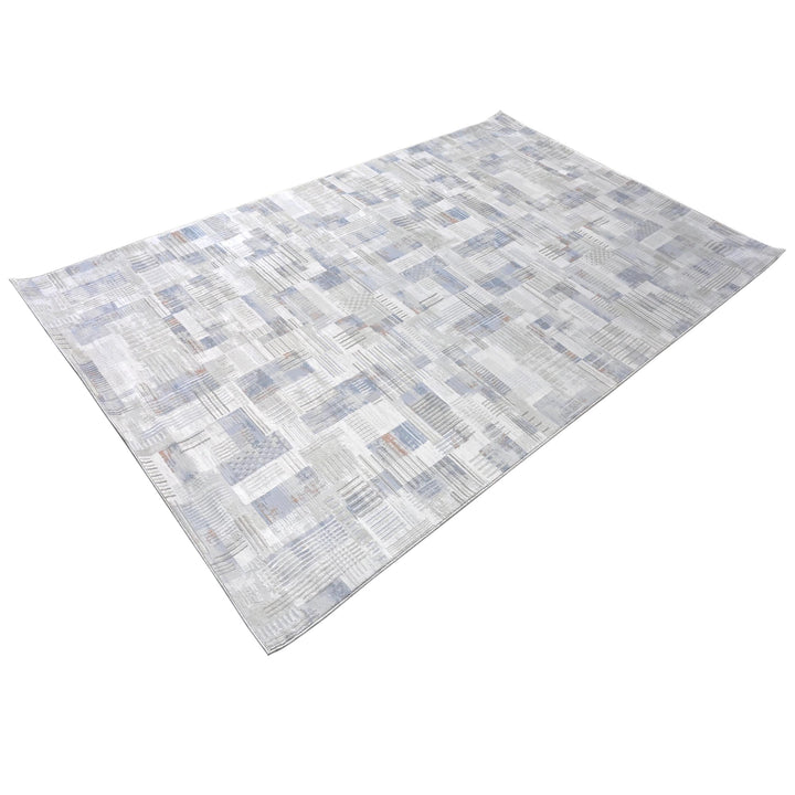 Blue & Grey Abstract Turkish Rug 7x10 ft