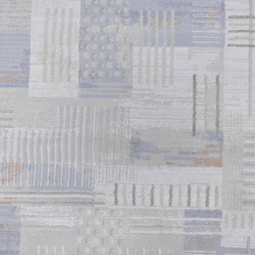 Blue & Grey Abstract Turkish Rug 7x10 ft