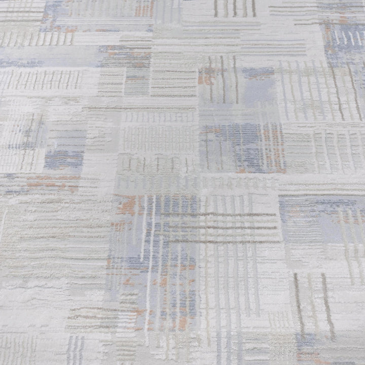 Blue & Grey Abstract Turkish Rug 7x10 ft