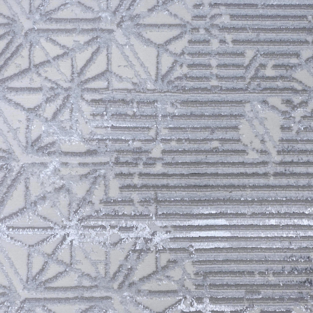 Silver & Grey Abstract Turkish Rug 7x10 ft