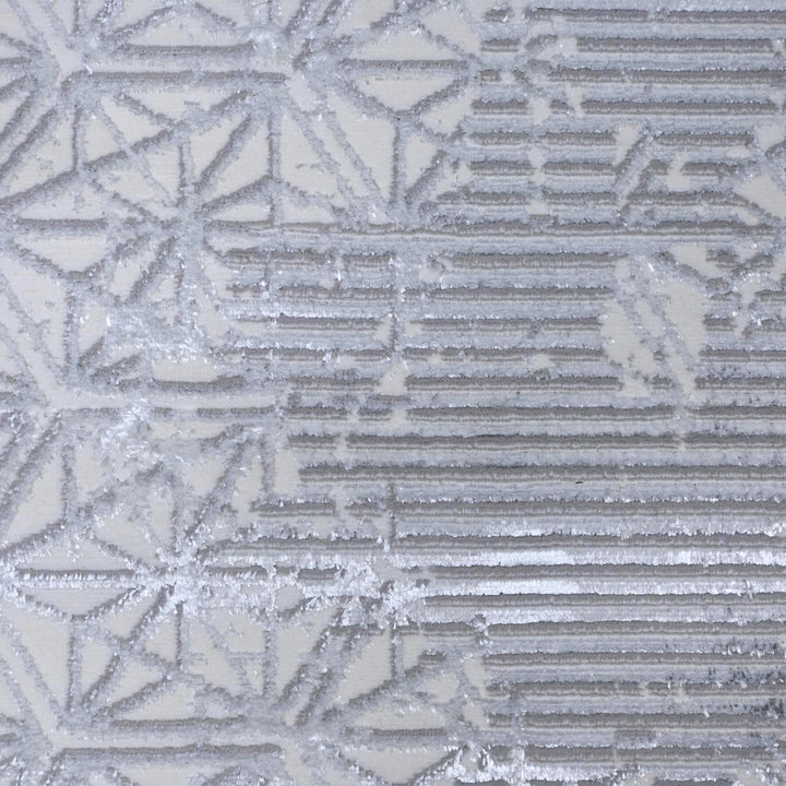 Silver & Grey Abstract Turkish Rug 7x10 ft