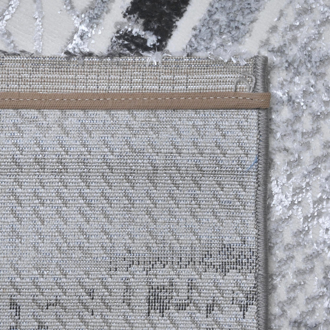 Silver & Grey Abstract Turkish Rug 7x10 ft