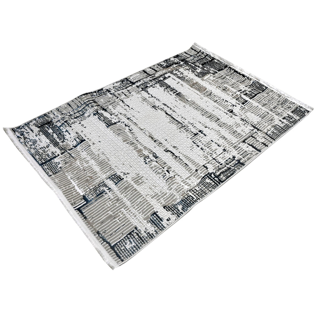 Grey Abstract Turkish Rug 4x6 Ft