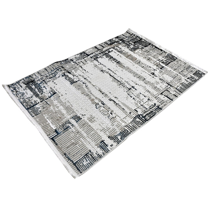 Grey Abstract Turkish Rug 4x6 Ft