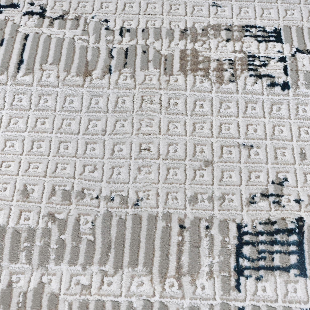 Grey Abstract Turkish Rug 4x6 Ft