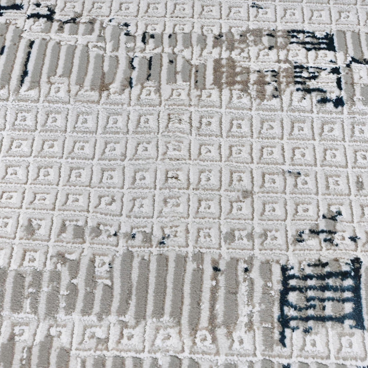 Grey Abstract Turkish Rug 4x6 Ft