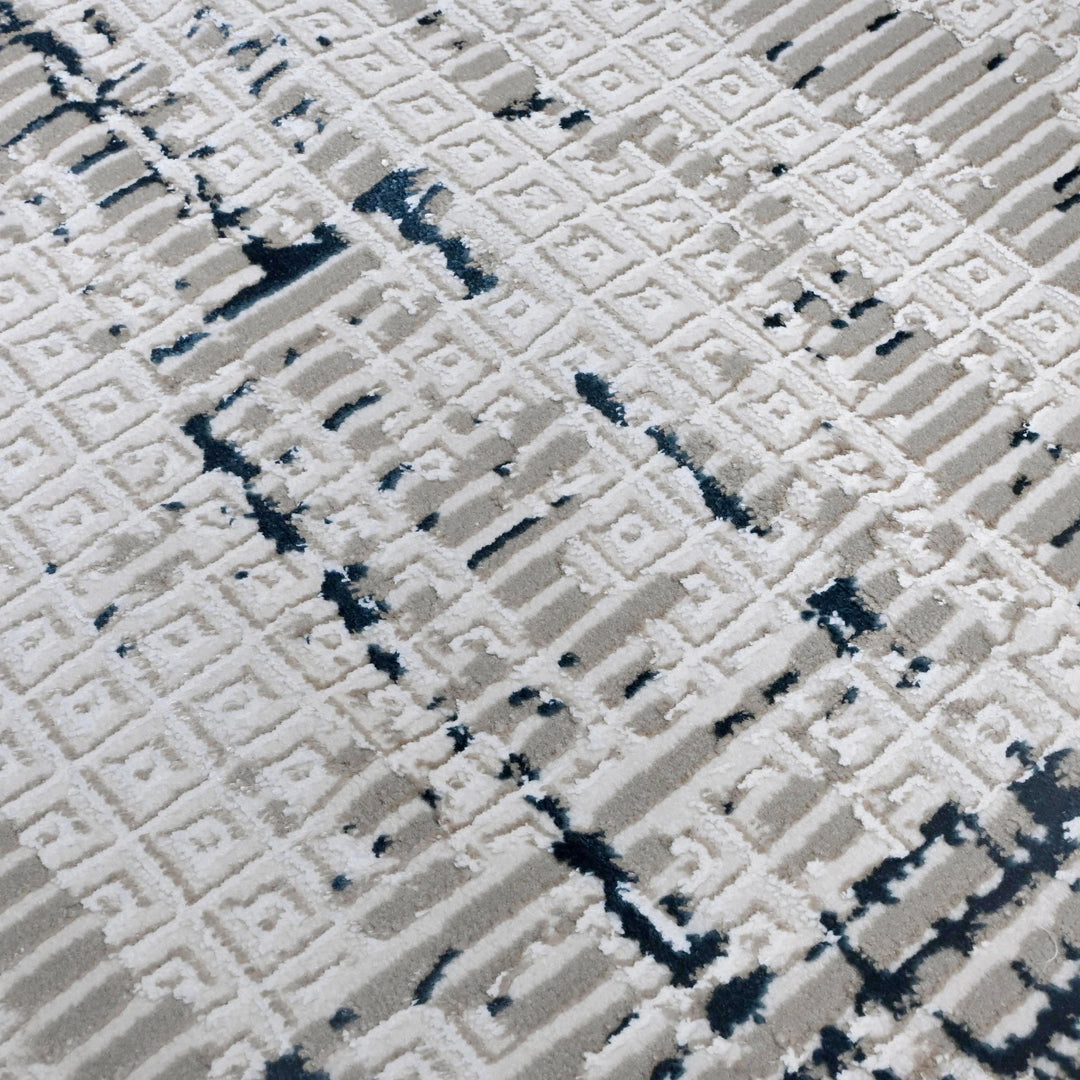 Grey Abstract Turkish Rug 4x6 Ft