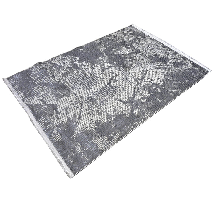 Grey Abstract Turkish Rug 4x6 Ft