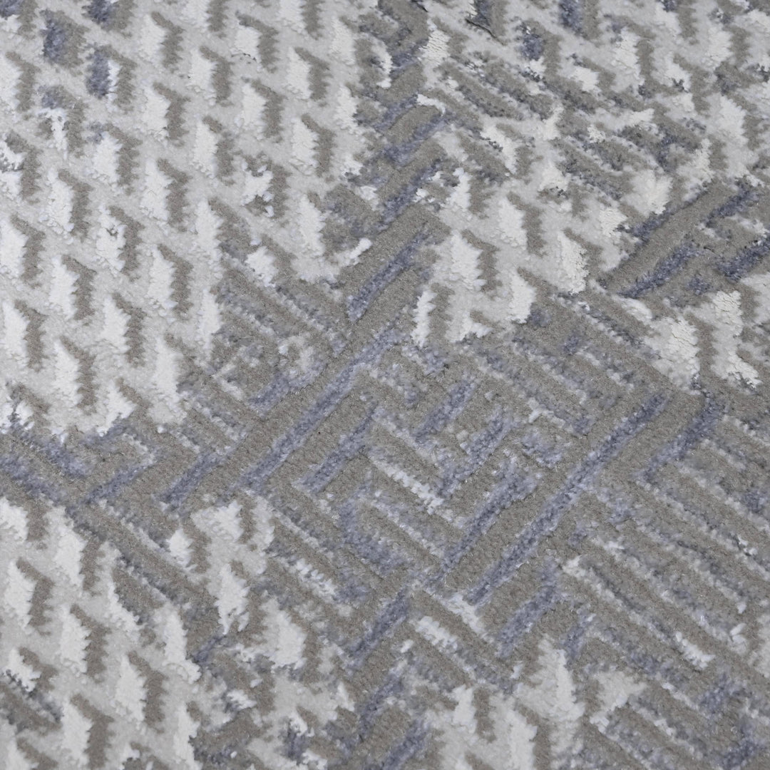 Grey Abstract Turkish Rug 4x6 Ft