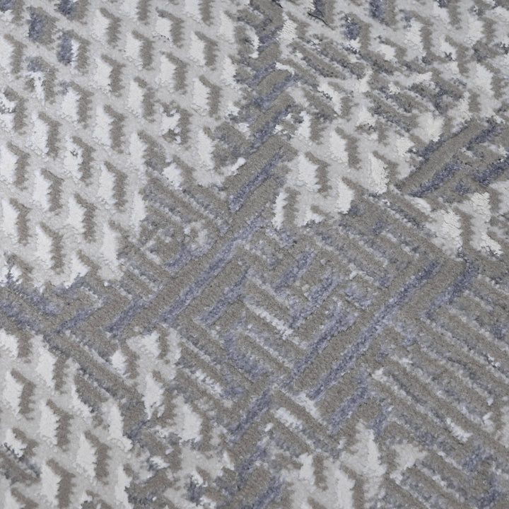 Grey Abstract Turkish Rug 4x6 Ft