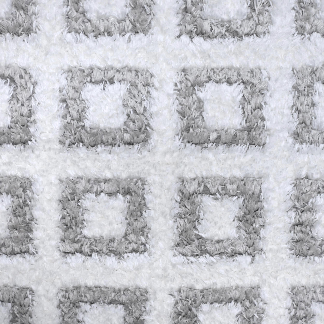 Ivory Grey Grid Turkish Rug 5X8 ft