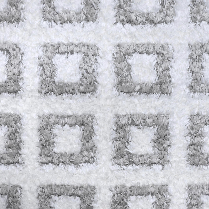 Ivory Grey Grid Turkish Rug 5X8 ft