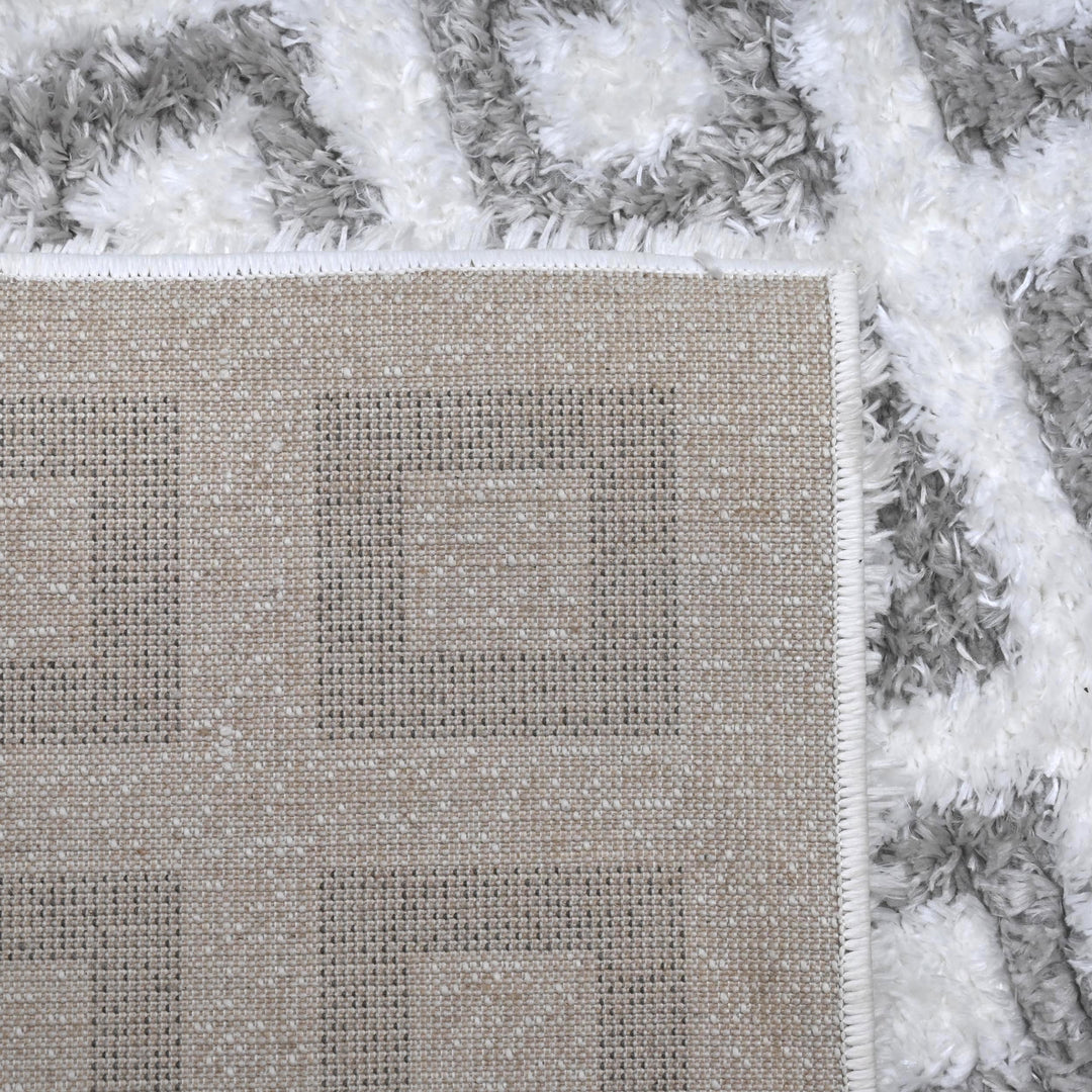 Ivory Grey Grid Turkish Rug 5X8 ft