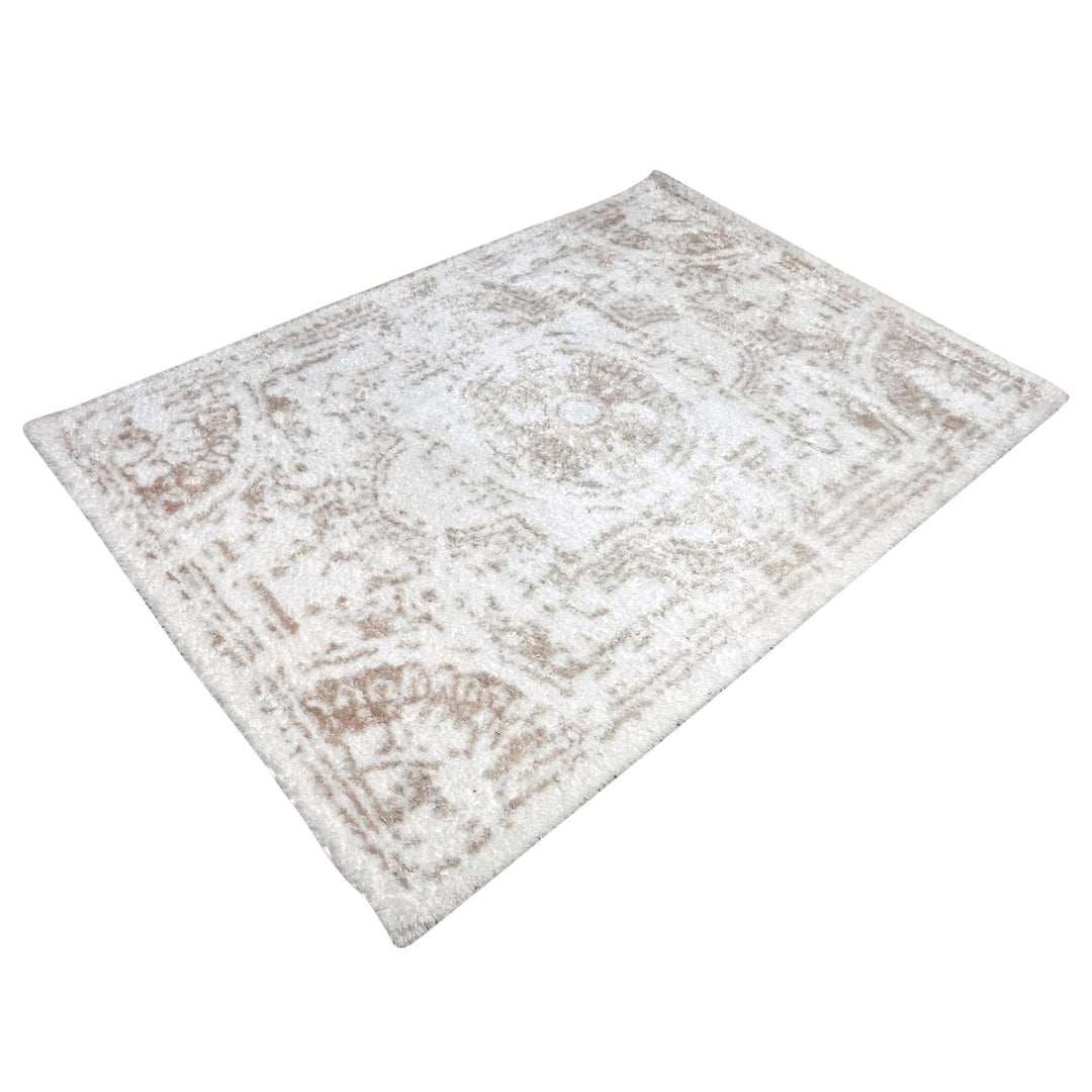 Ivory & Beige Floral Turkish Rug 5X8 ft