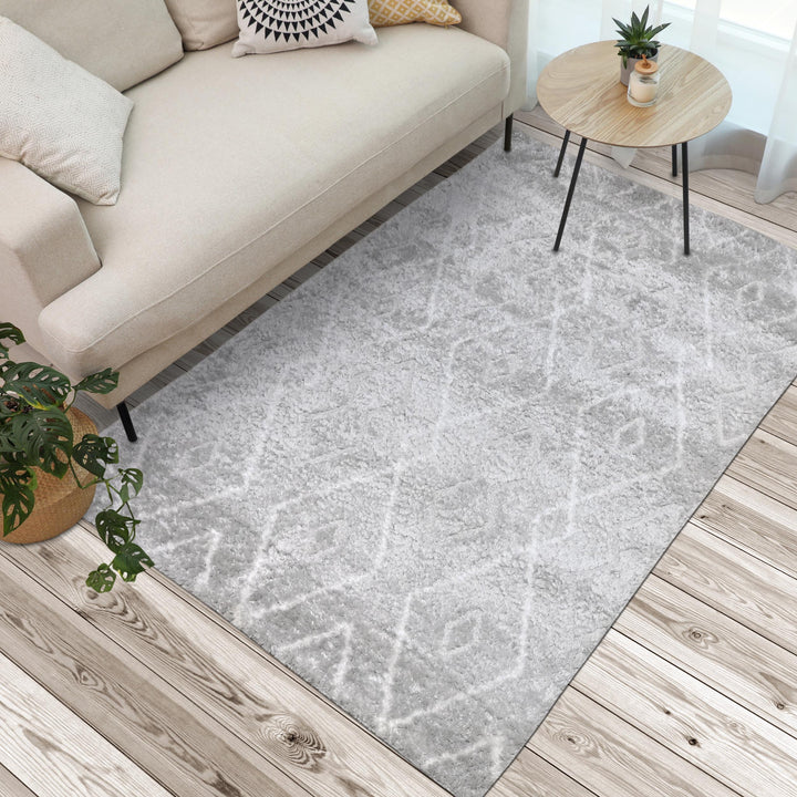 Grey & Silver Floral Turkish Rug 5X8 ft