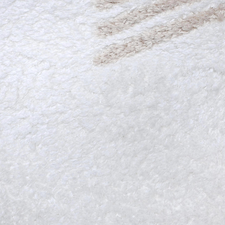 White & Beige Geometric Turkish Rug 5X8 ft