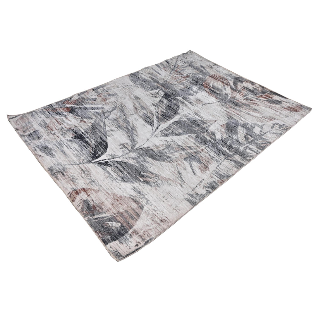 Grey & White Abstract Turkish Rug 5X8 ft