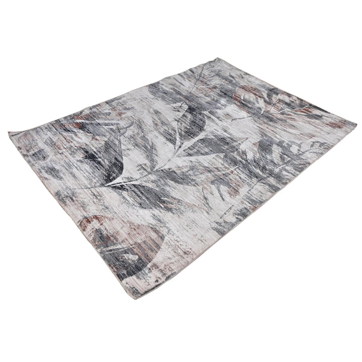 Grey & White Abstract Turkish Rug 5X8 ft