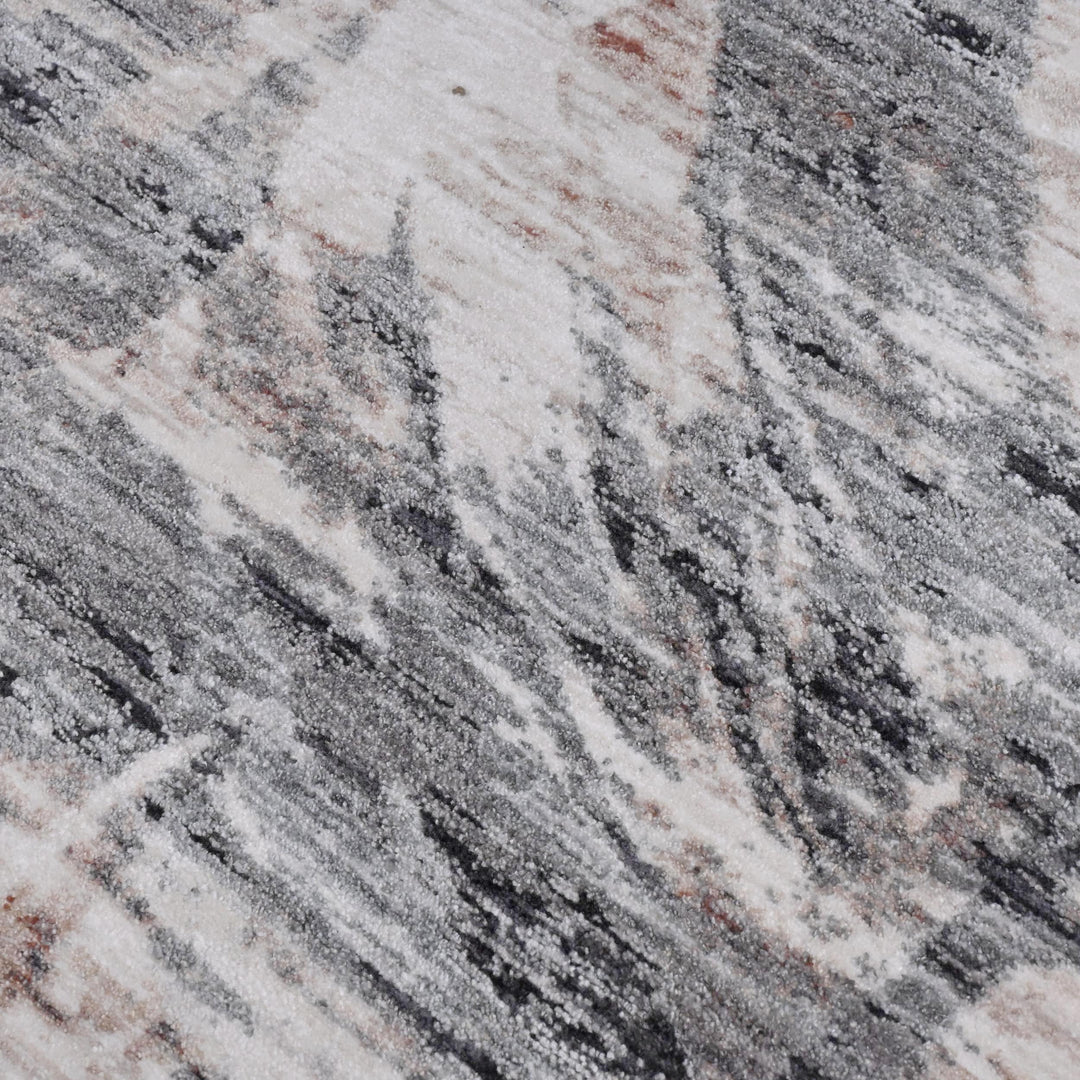 Grey & White Abstract Turkish Rug 5X8 ft