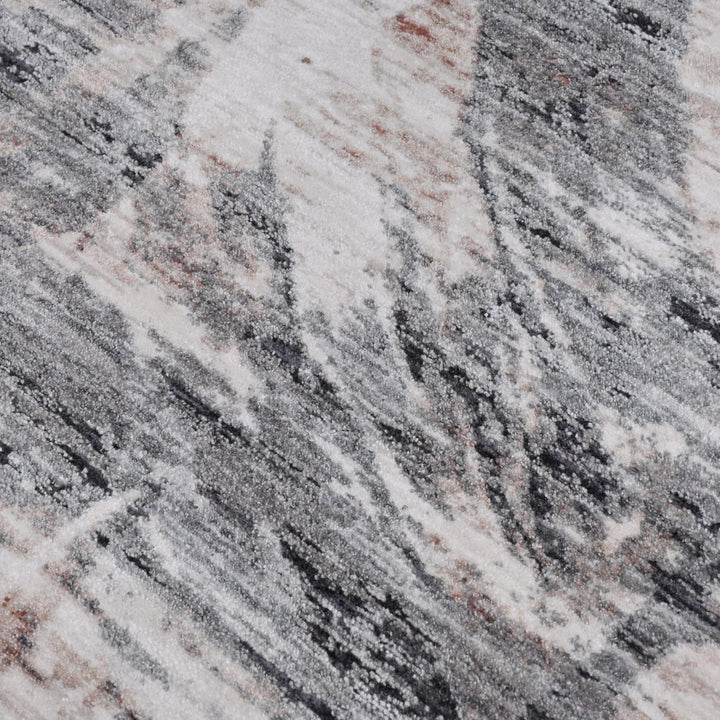 Grey & White Abstract Turkish Rug 5X8 ft