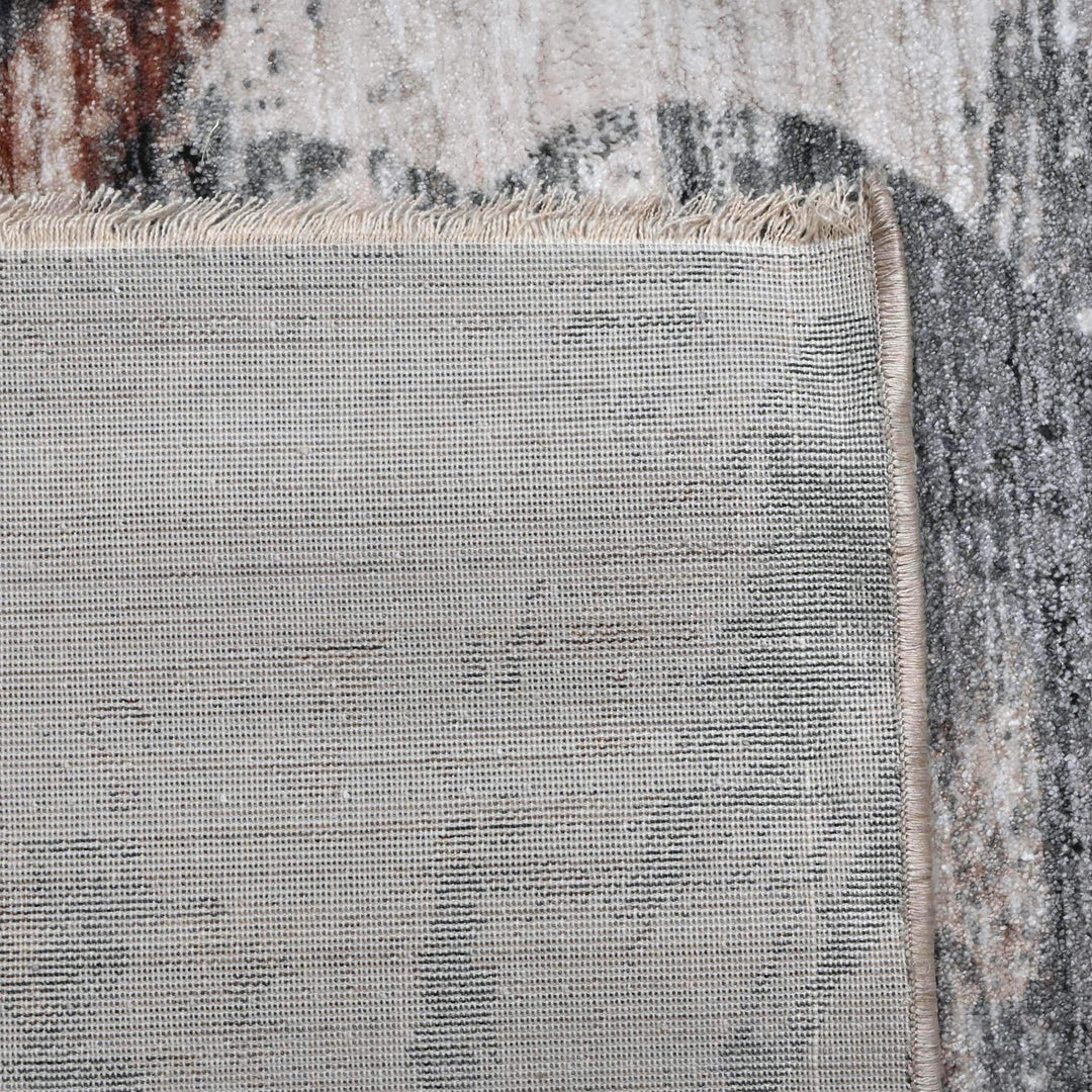 Grey & White Abstract Turkish Rug 5X8 ft