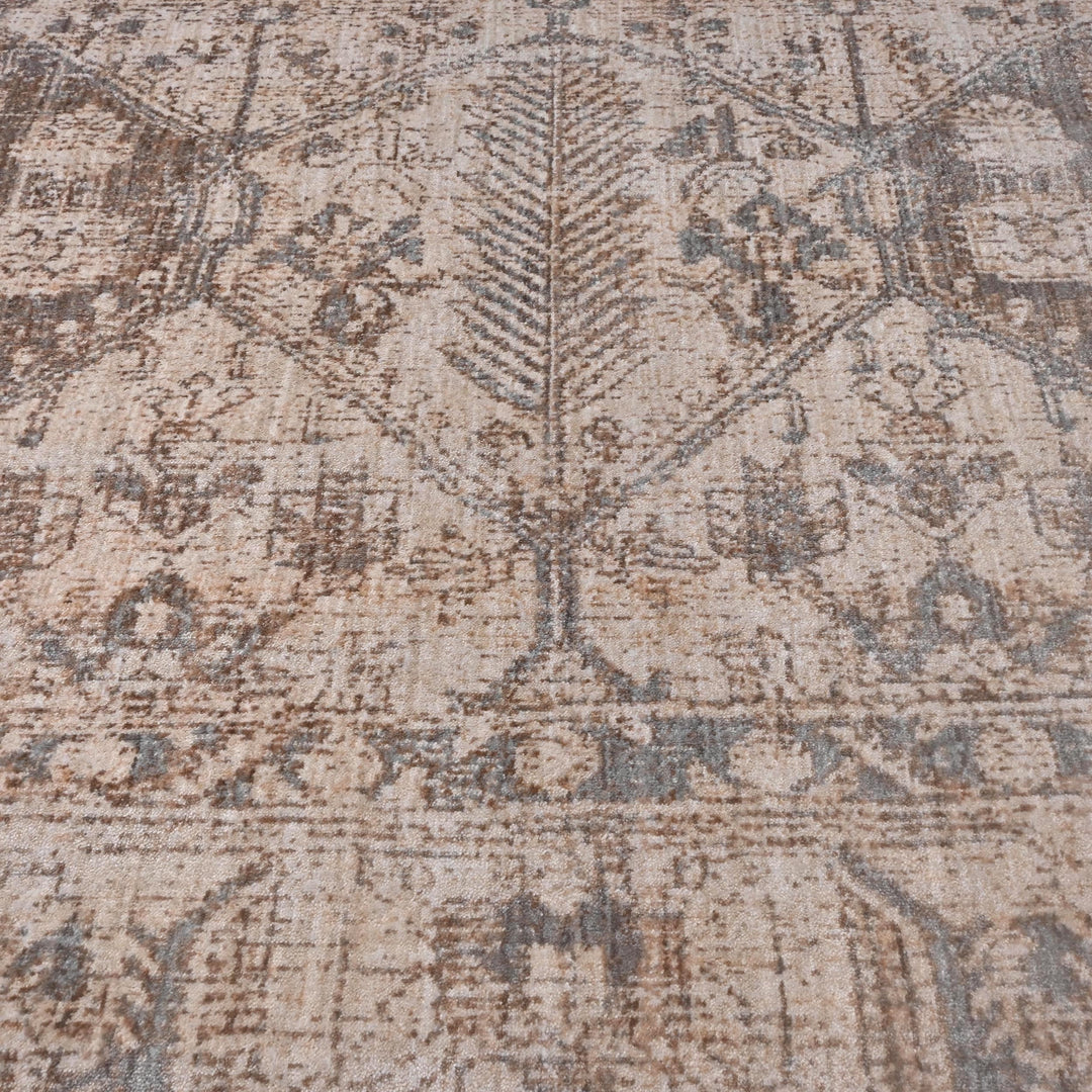 Beige & Grey Vintage Turkish Rug 5X8 ft