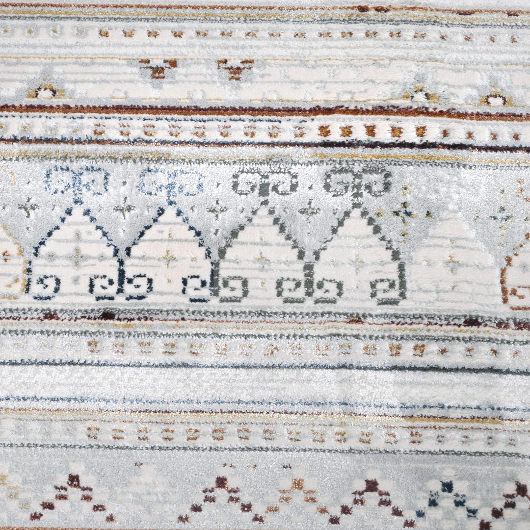 Grey & Beige Strips Turkish Rug 5X8 ft