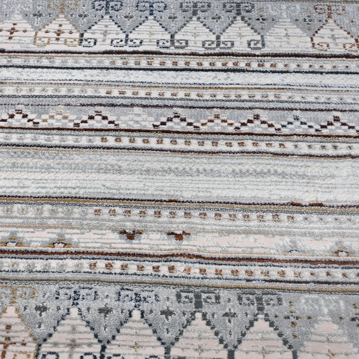 Grey & Beige Strips Turkish Rug 5X8 ft