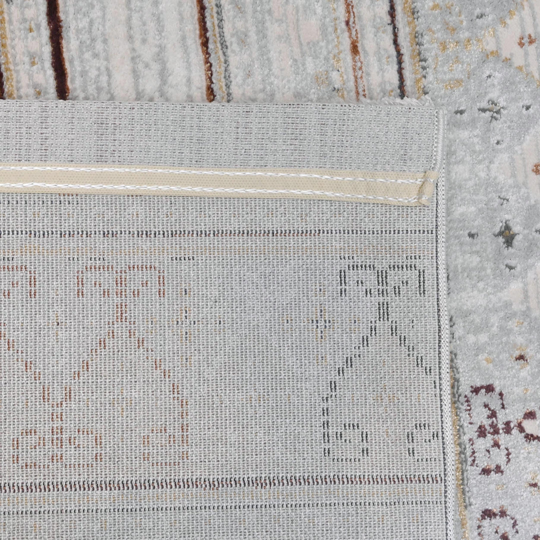 Grey & Beige Strips Turkish Rug 5X8 ft