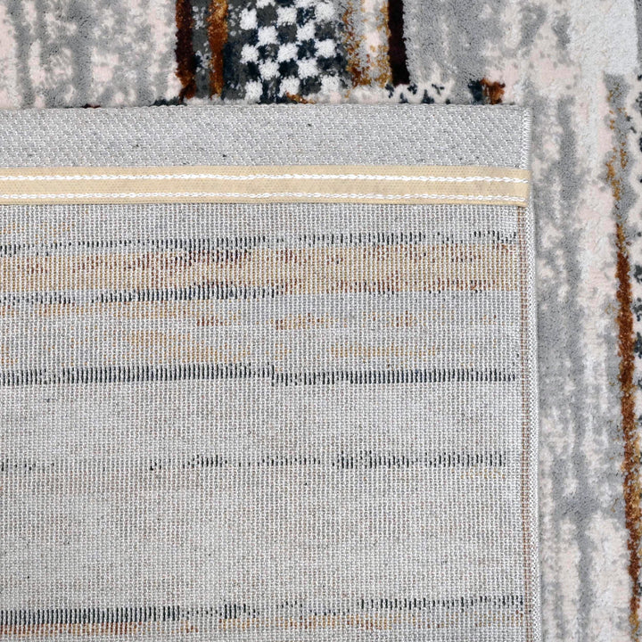 White Grey Beige Strips Turkish Rug 5X8 ft