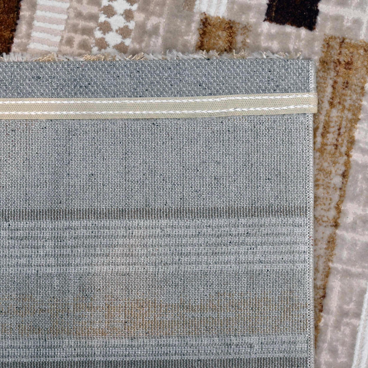 Beige Brown Strips Turkish Rug 5X8 ft