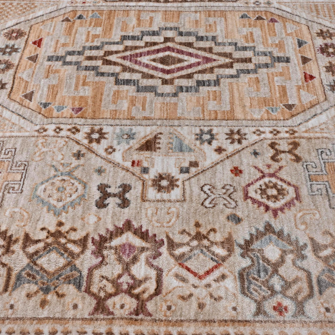 Beige Rose Tribal Turkish Rug 5X8 ft