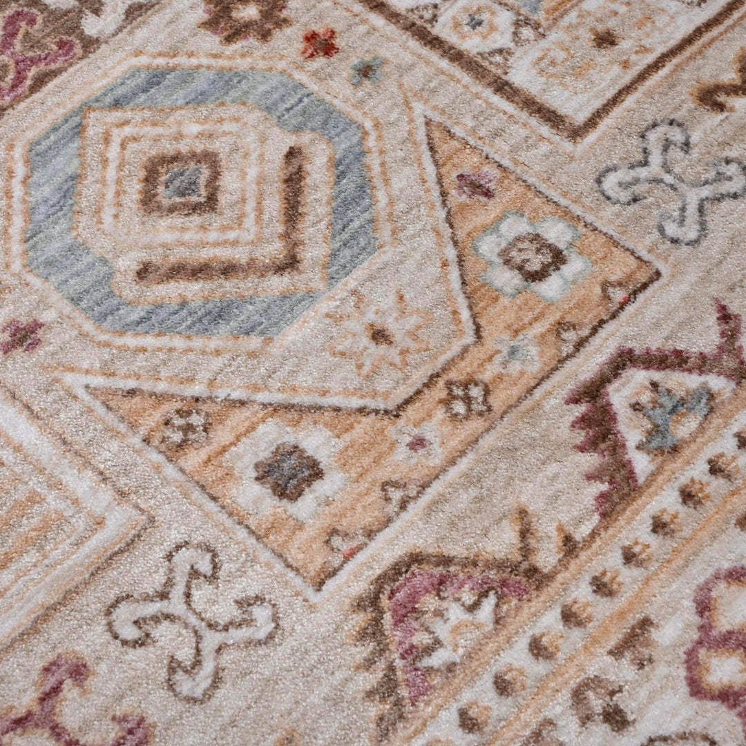 Beige Rose Tribal Turkish Rug 5X8 ft
