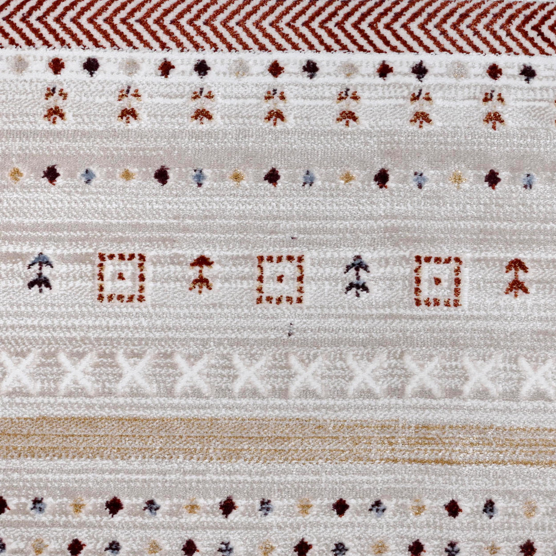 Cream Grey Strips Turkish Rug 5X8 ft