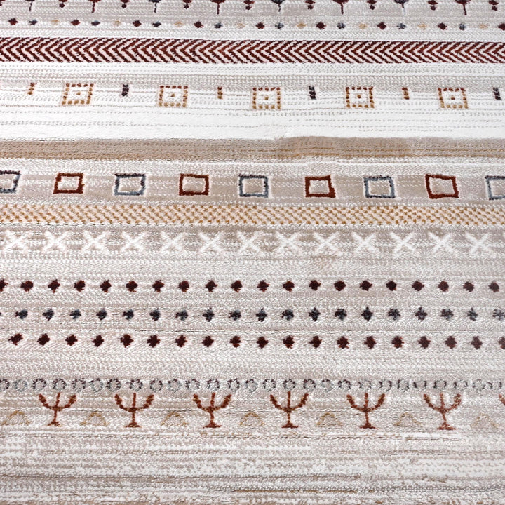 Cream Grey Strips Turkish Rug 5X8 ft