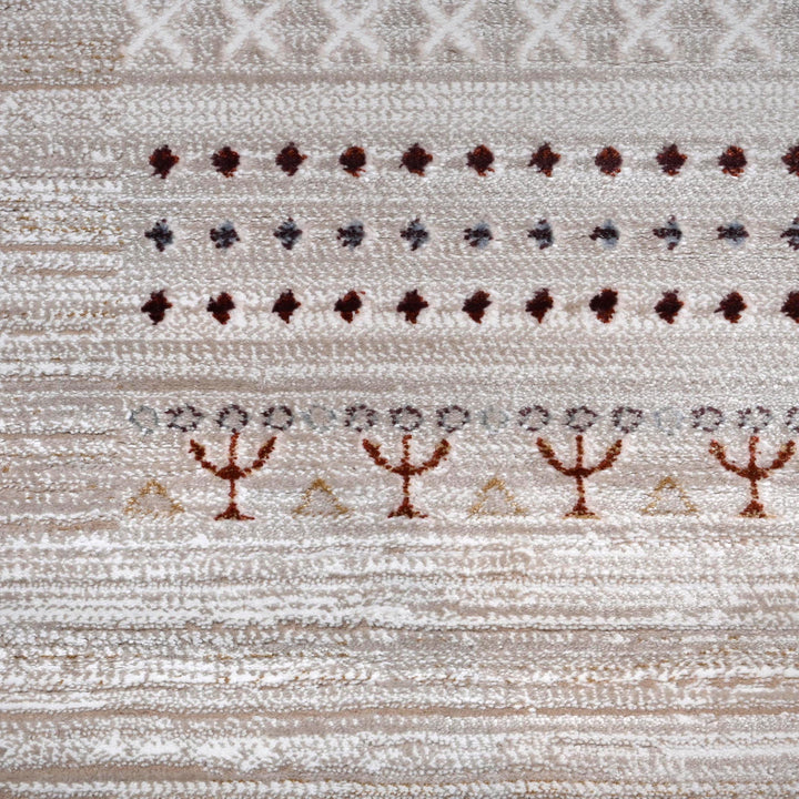 Cream Grey Strips Turkish Rug 5X8 ft