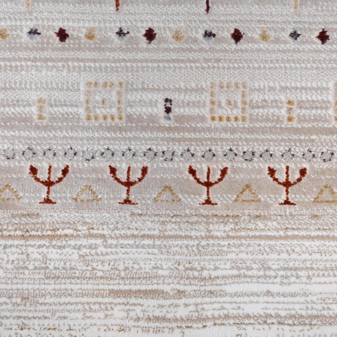 Cream Grey Strips Turkish Rug 5X8 ft