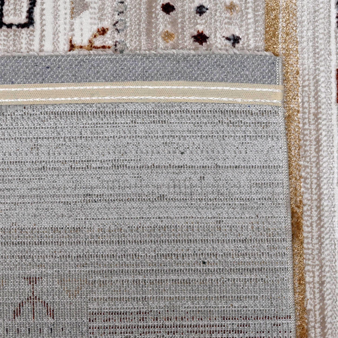 Cream Grey Strips Turkish Rug 5X8 ft